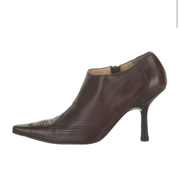 CHANEL Dark Brown Leather Heels - Picture 1 of 8